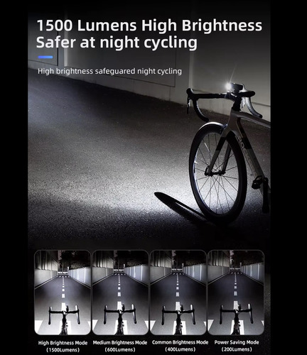 Linterna Luz Delantera Aluminio Bicicleta Rockbros Rhl1500 - Imagen 7