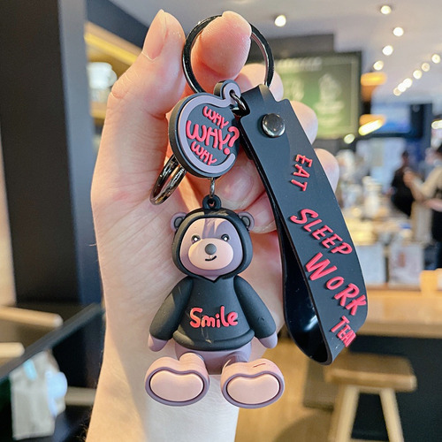 Llavero Colgante De Osito Con Capucha Accesorio De Silicona - Imagen 4