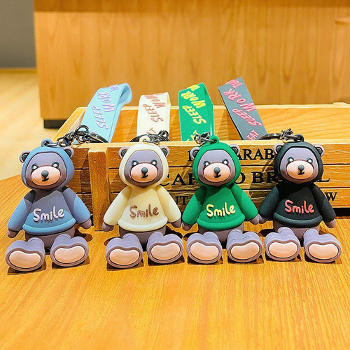 Llavero Colgante De Osito Con Capucha Accesorio De Silicona - Imagen 5