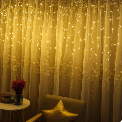 Luces De Navidad Lluvia Cascada Color Cálido Decoración