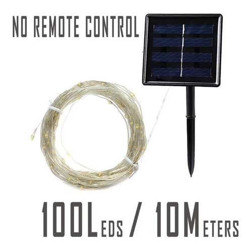 Luces De Navidad Solar Alto Brillo 100 Bombillos Cable Cobre - Imagen 7