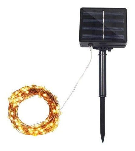 Luces De Navidad Solar Alto Brillo 100 Bombillos Cable Cobre