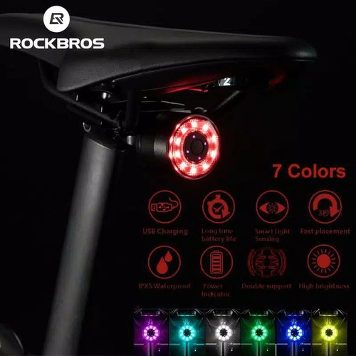 Luz Trasera Asiento Bicicleta Rgb Policial Usb Ipx6 Rockbros - Imagen 6