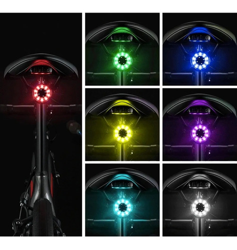 Luz Trasera Asiento Bicicleta Rgb Policial Usb Ipx6 Rockbros - Imagen 9