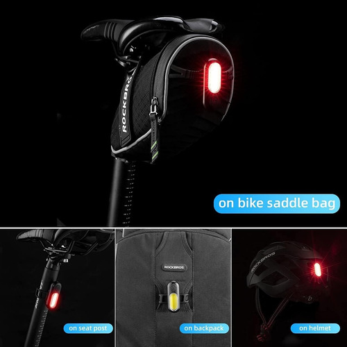 Luz Trasera Ligera Bicicleta Rockbros Impermeable Recargable - Imagen 7