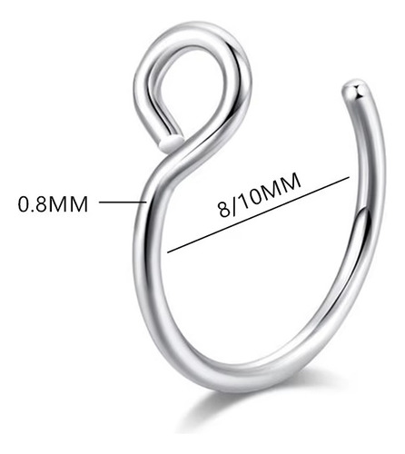 Par De Pircing A Presion Ring Nose Aro Nariz O Boca Piercing - Imagen 3