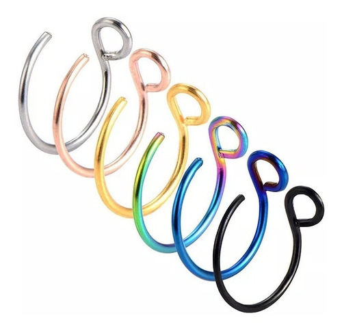 Par De Pircing A Presion Ring Nose Aro Nariz O Boca Piercing - Imagen 7