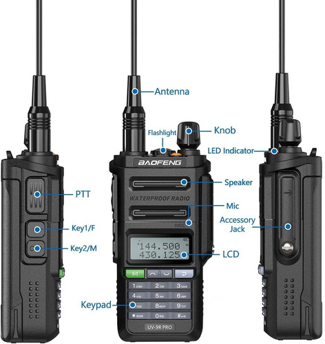 Radio Baofeng Uv-9vr Pro 16w 136-520mhz 26km Ip68 Agua/golpe - Imagen 12