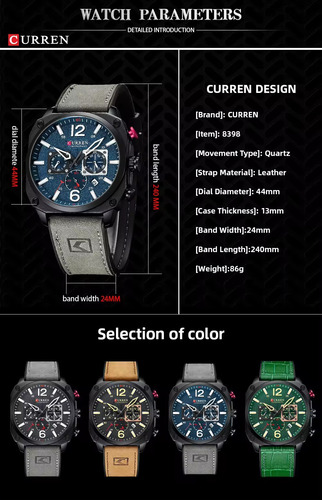 Reloj Curren 8398 De Lujo Correa De Cuero Para Caballeros - Imagen 6