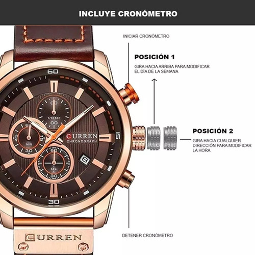 Reloj De Pulsera Curren 8291 Deportivo Elegante Para Hombres - Imagen 4