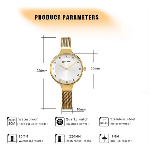 Reloj Femenino Curren 9008 Pulsera De Malla Acero Inoxidable - Imagen 7