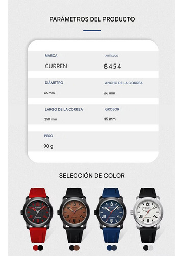 Reloj Hombre Curren 8454 Deportivo Duradero Correa Silicona - Imagen 4