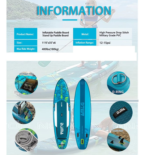 Tabla Stand Up Paddle Inflable Pesca Kayak Dama Navigator - Imagen 9