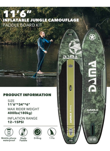 Tabla Stand Up Paddle Inflable Pesca Kayak Dama Sup 11'6 Pvc - Imagen 4