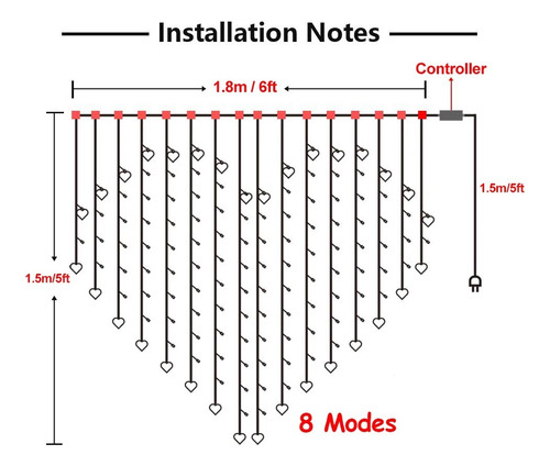 Tira De Luces Decorativas En Forma De Corazón Blanco Cálido - Imagen 7